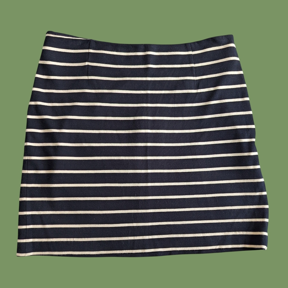 Dark navy blue & white striped mini skirt